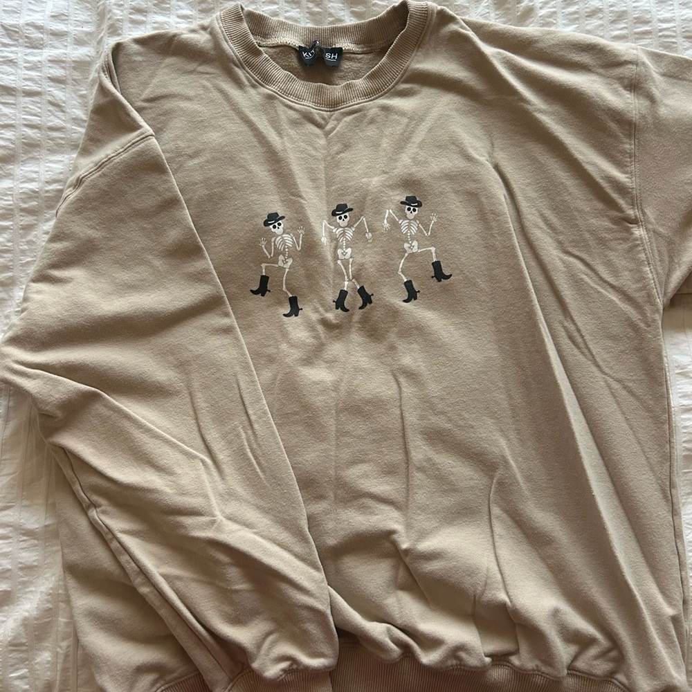 H&M Beige Skeleton Dance Sweatshirt